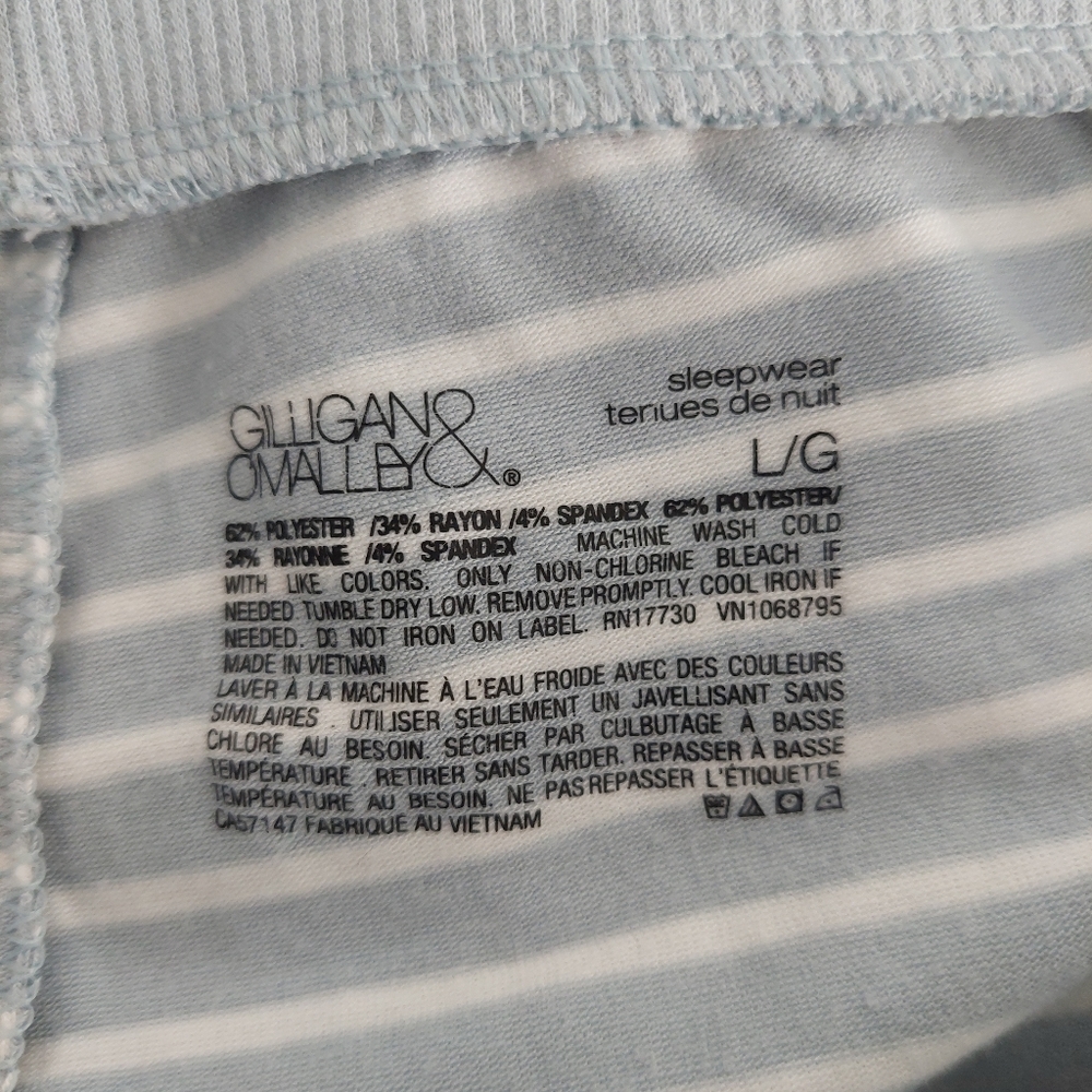 Gilligan & O'Malley pajama pants Large blue white stripes joggers drawstring - Picture 2 of 8